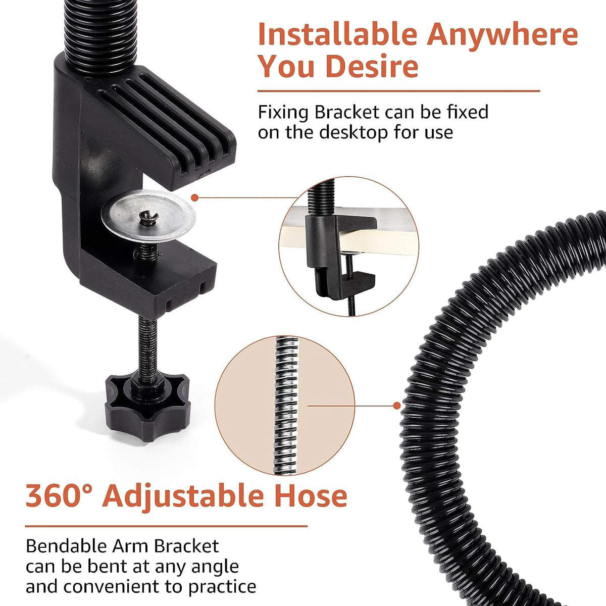 L-Bulice stainless-steel clamp and screw mount for secure table attachment