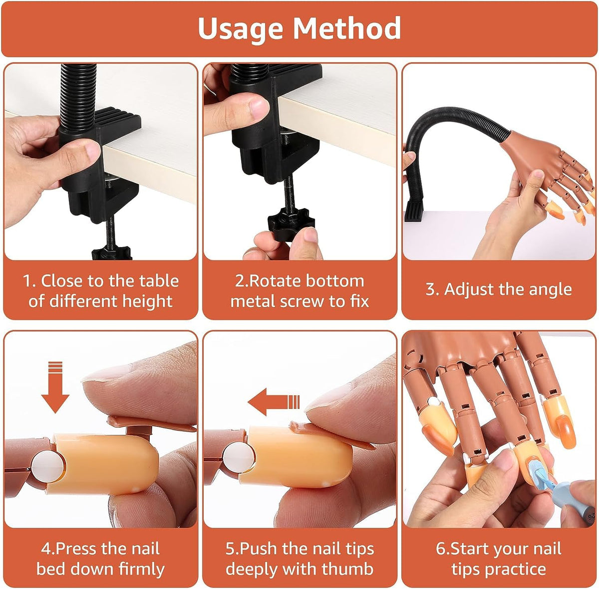 L-Bulice hand in use with acrylic nail design demonstrating practice benefits