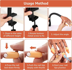 L-Bulice hand in use with acrylic nail design demonstrating practice benefits