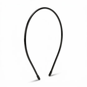 L. Erickson front view of black thin headband showing sleek silhouette and polish