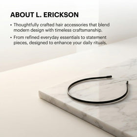 L. Erickson on model with straight hair showing neat bang control and elegant look