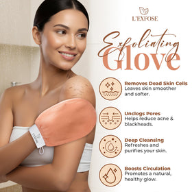 L'Exfose close-up of viscose texture highlighting 150D weave for effective dead skin removal