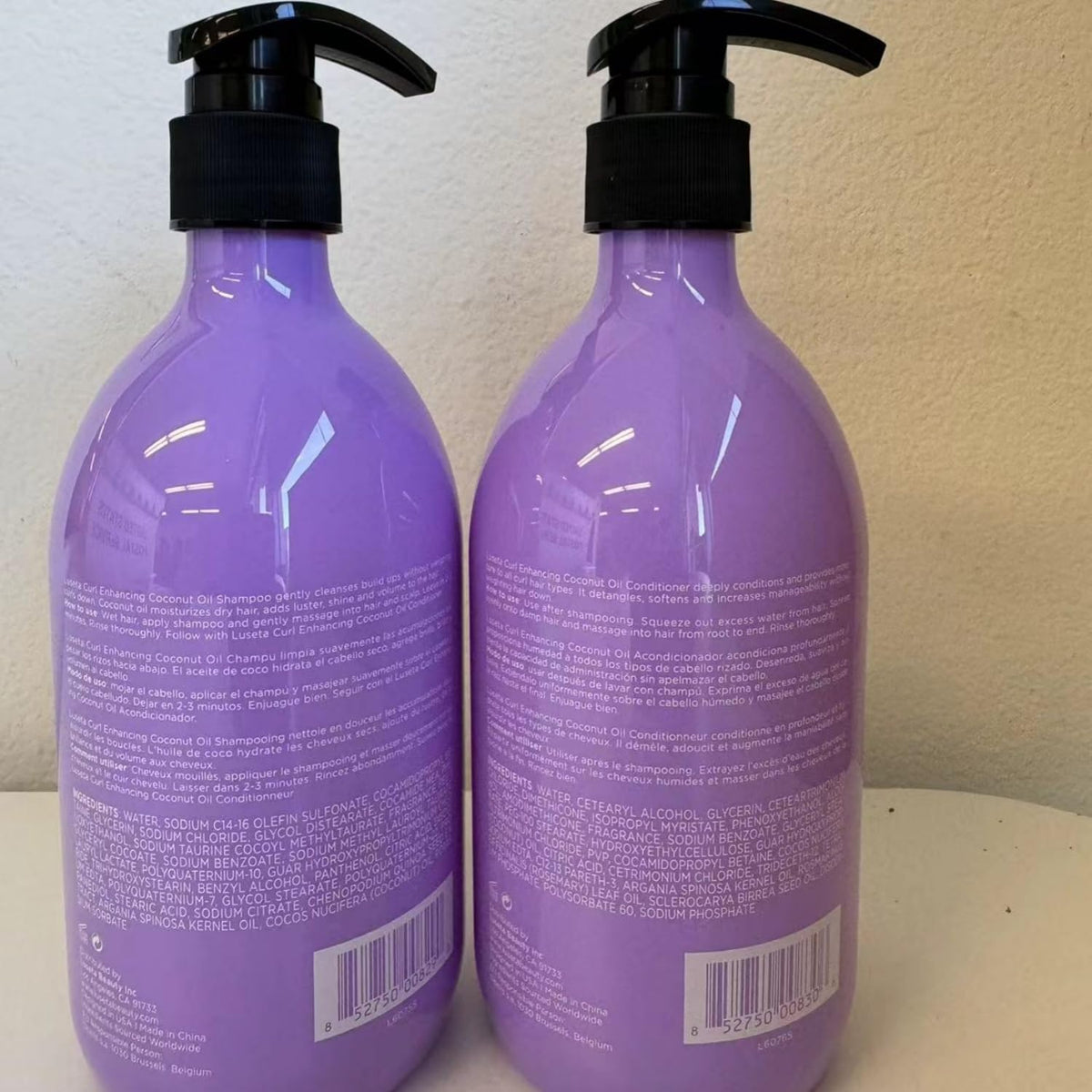 L LUSETA lifestyle bathroom shelf showing salon-ready routine