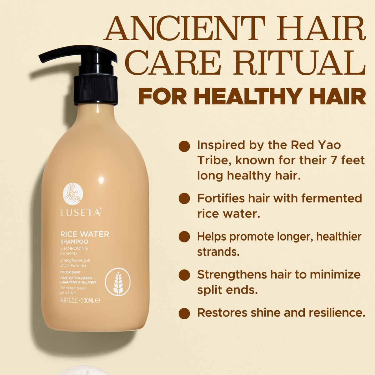 L LUSETA label close-up highlighting ingredient claims and directions