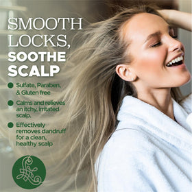 L LUSETA shampoo pouring to show clarifying gel texture and gentle cleanse