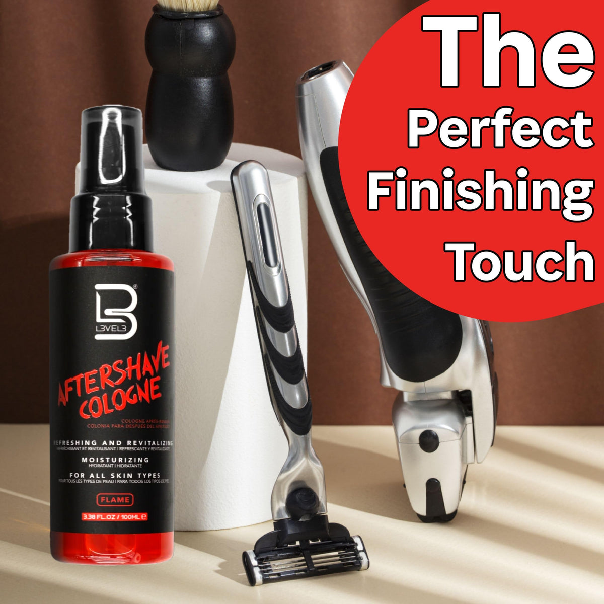 L3 aftershave texture droplet on skin showing moisturizing effect