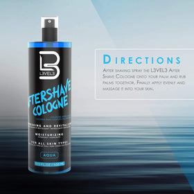 L3 bottle staged on bathroom counter, brand evokes polished daily grooming