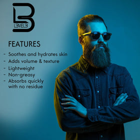L3 applying foam into beard demonstrating quick absorption and detangling benefit