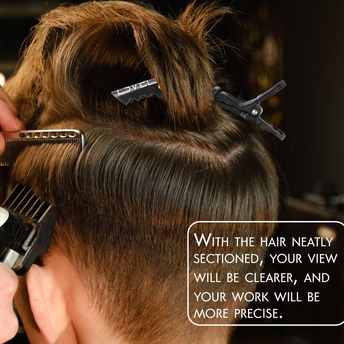 L3 clip in use during coloring demonstrating neat sectioning