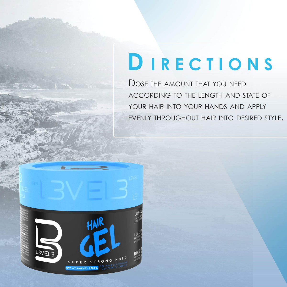 L3 gel on hand being applied to hair demonstrating easy dosing benefit