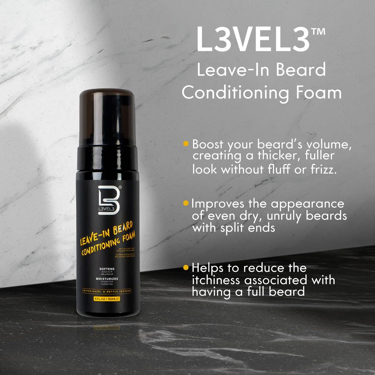 L3 product label showing witch hazel and nettle extracts for soothing skin