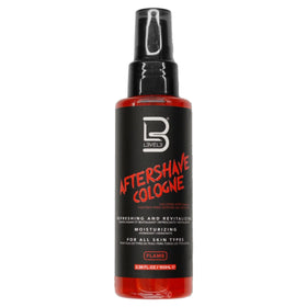 L3 aftershave front packaging showing sleek bottle and brand benefit