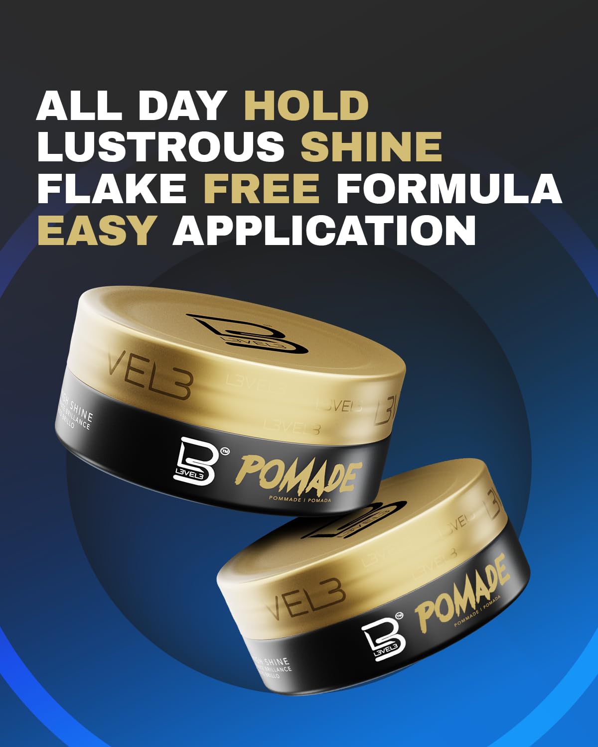 L3 Level 3 Pomade beside a coin showing small size and travel-friendly benefit