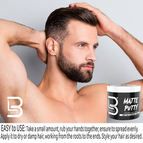 L3 styled short haircut before and after using putty for natural matte texture.