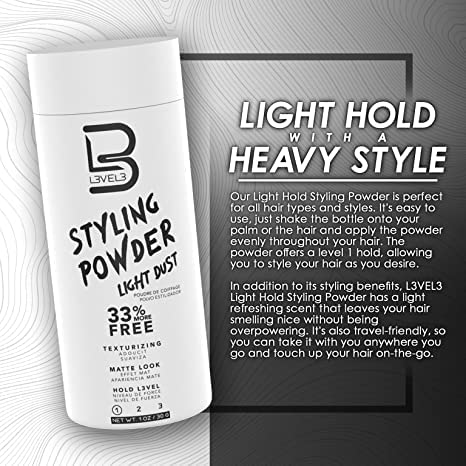 L3 powder on fingertips demonstrating quick application and control
