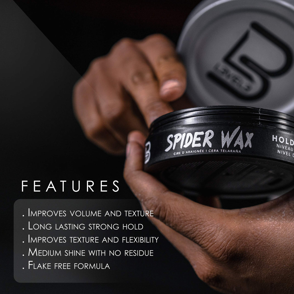 L3 spider wax open jar close-up showing fibrous texture and easy workability