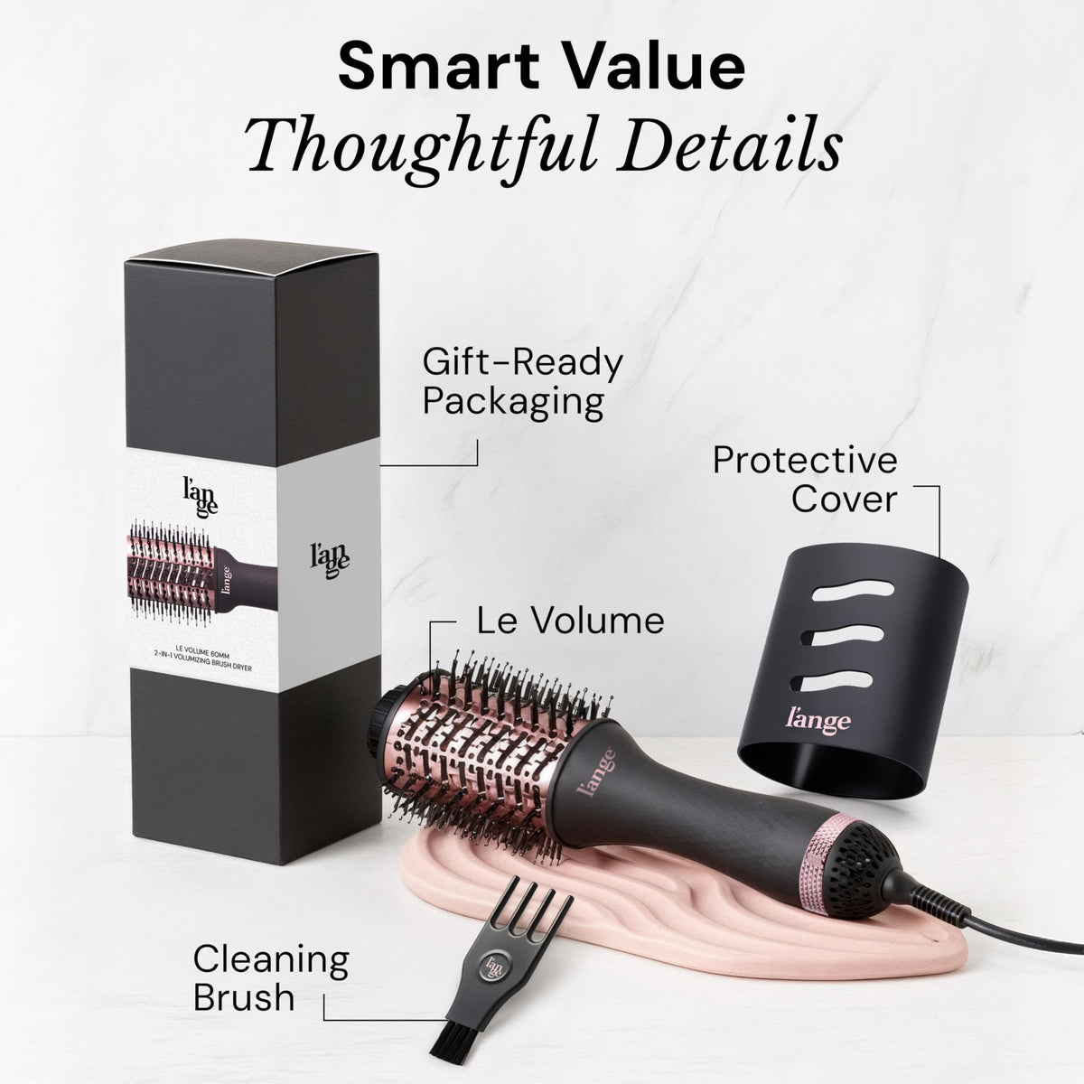 L'ANGE HAIR Le Volume packaging and contents showing what’s included