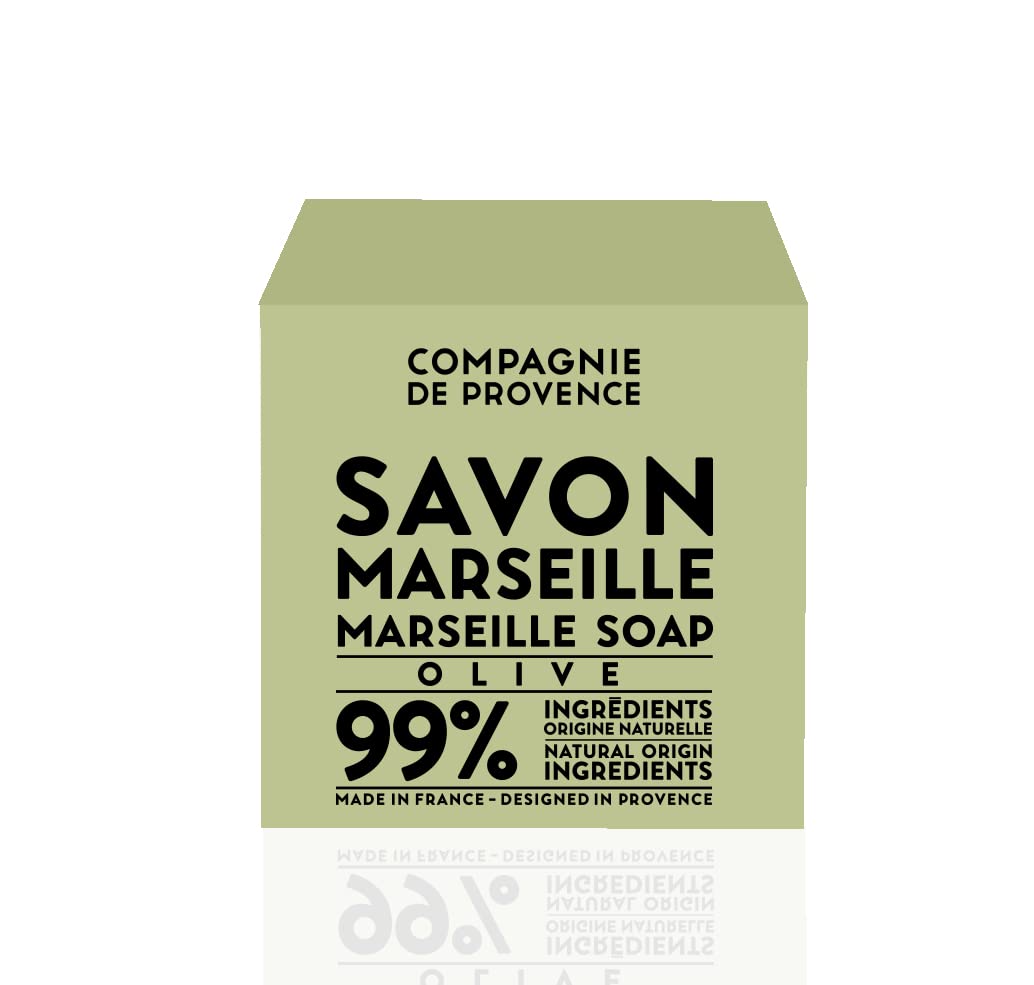 La Compagnie de Provence close-up of soap texture highlighting dense olive-oil richness for gentle cleansing