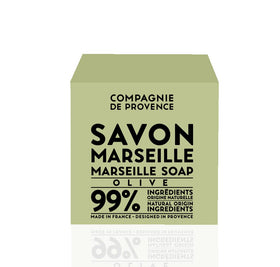La Compagnie de Provence close-up of soap texture highlighting dense olive-oil richness for gentle cleansing