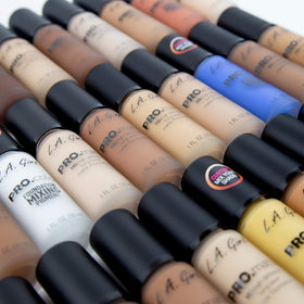 L.A. Girl pigment mixed with PRO.matte foundation showcasing consistent finish benefit