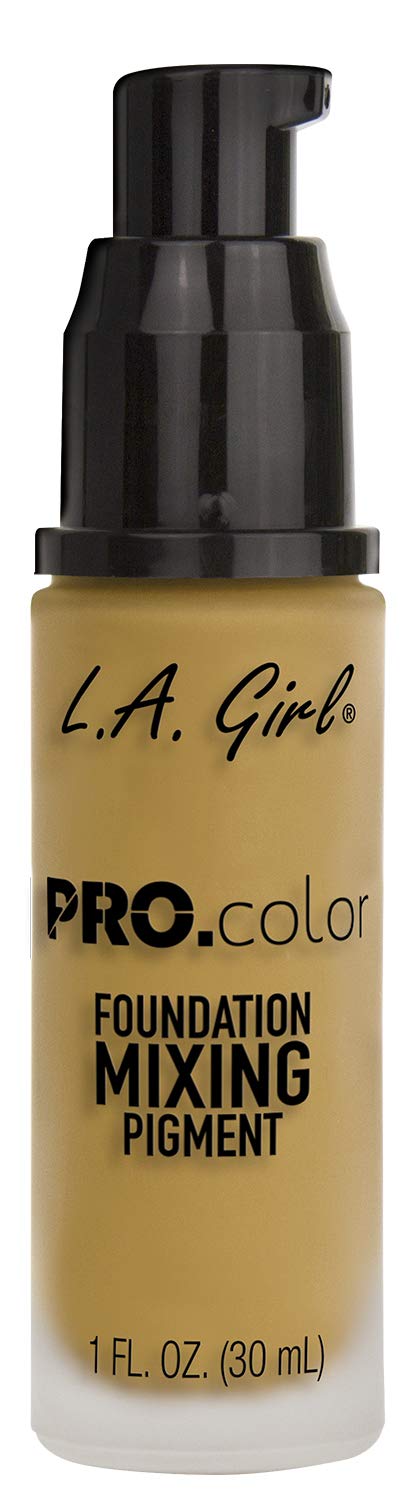 L.A. Girl yellow pigment mixed into foundation showing seamless color shift