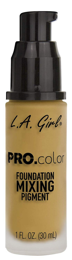 L.A. Girl yellow pigment mixed into foundation showing seamless color shift