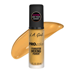 L.A. Girl yellow pigment texture close-up highlights blendable gel-like formula