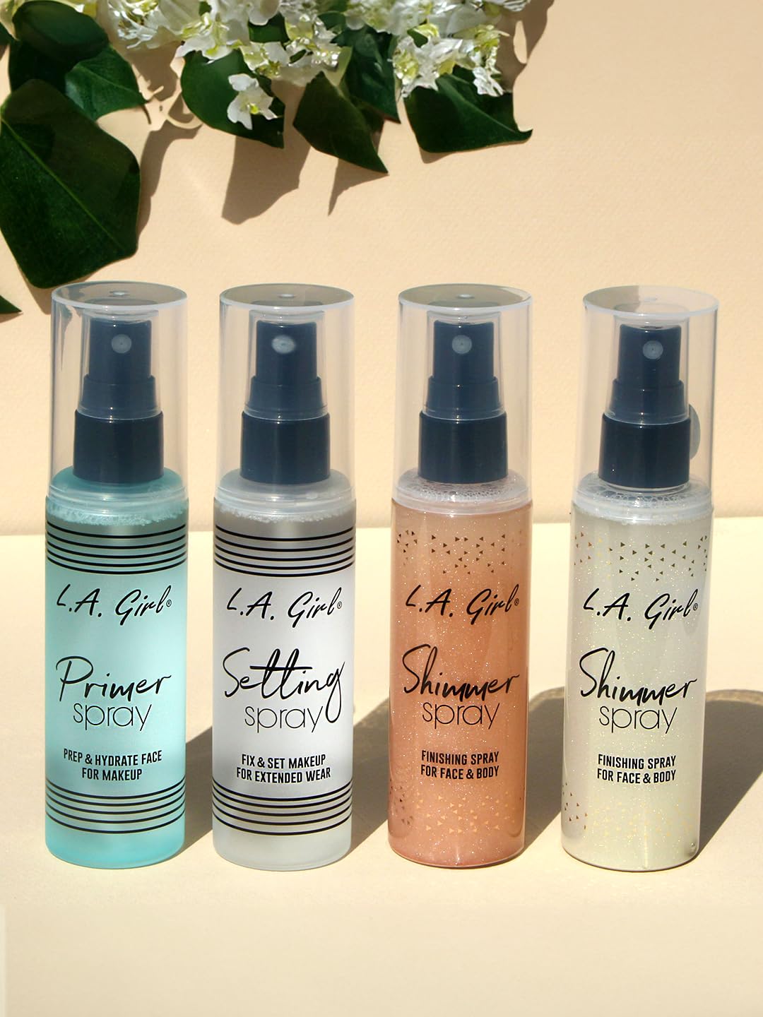 L.A. Girl shoulders and chest highlighted with gold shimmer for radiance