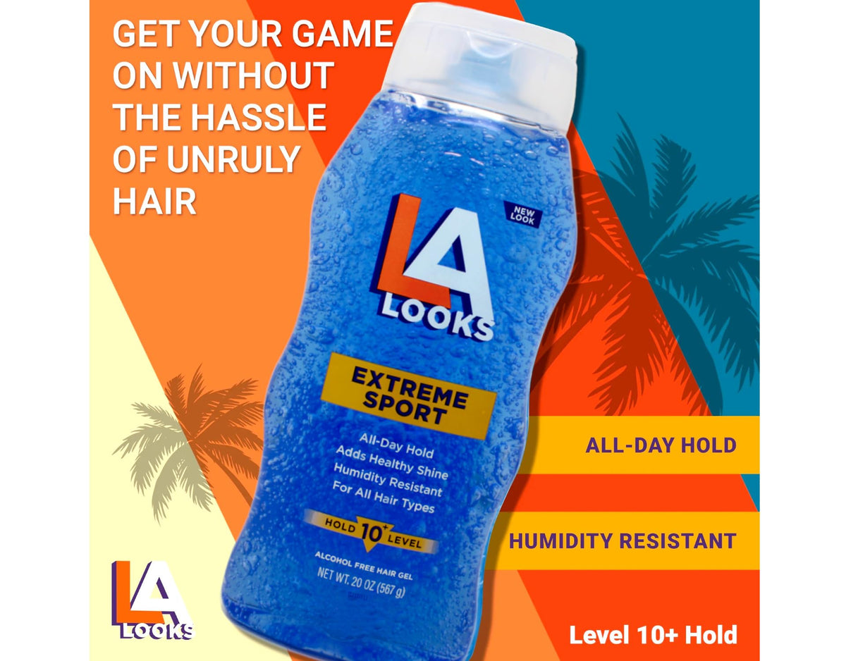 L.A. Looks gel in hand illustrating 20-ounce scale for long-lasting supply