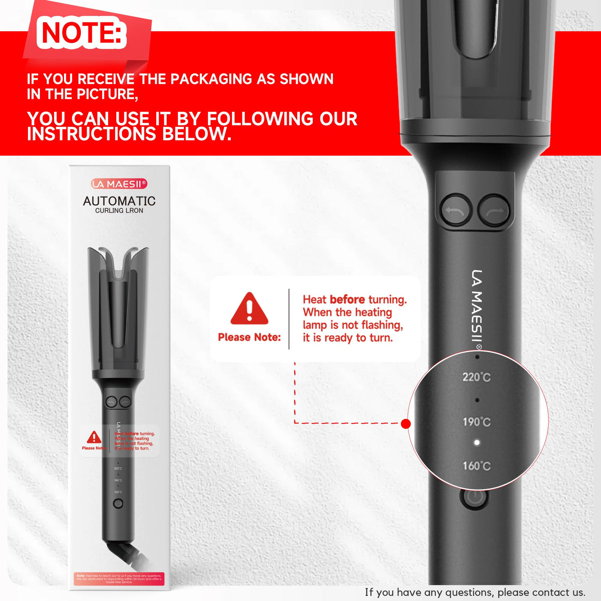 LA MAESII anti-tangle slot detail guiding hair safely into the curling chamber
