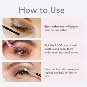 Model applying La Maesii bond to natural lashes, easy beginner-friendly application