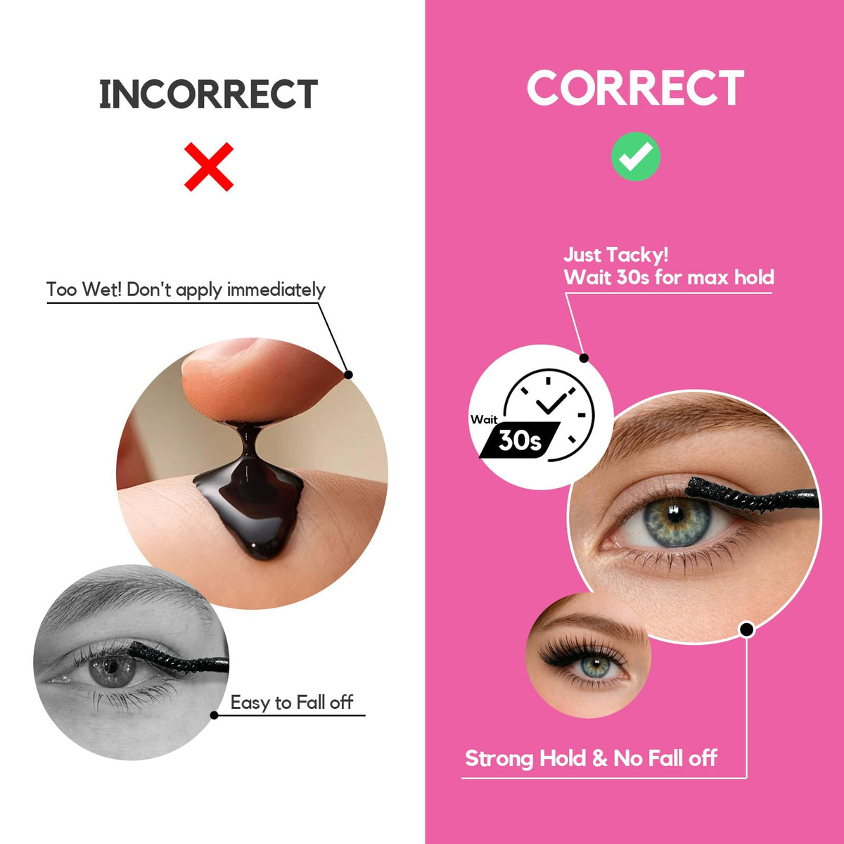 LA MAESII bond brush close-up demonstrating precise application for neat lashes