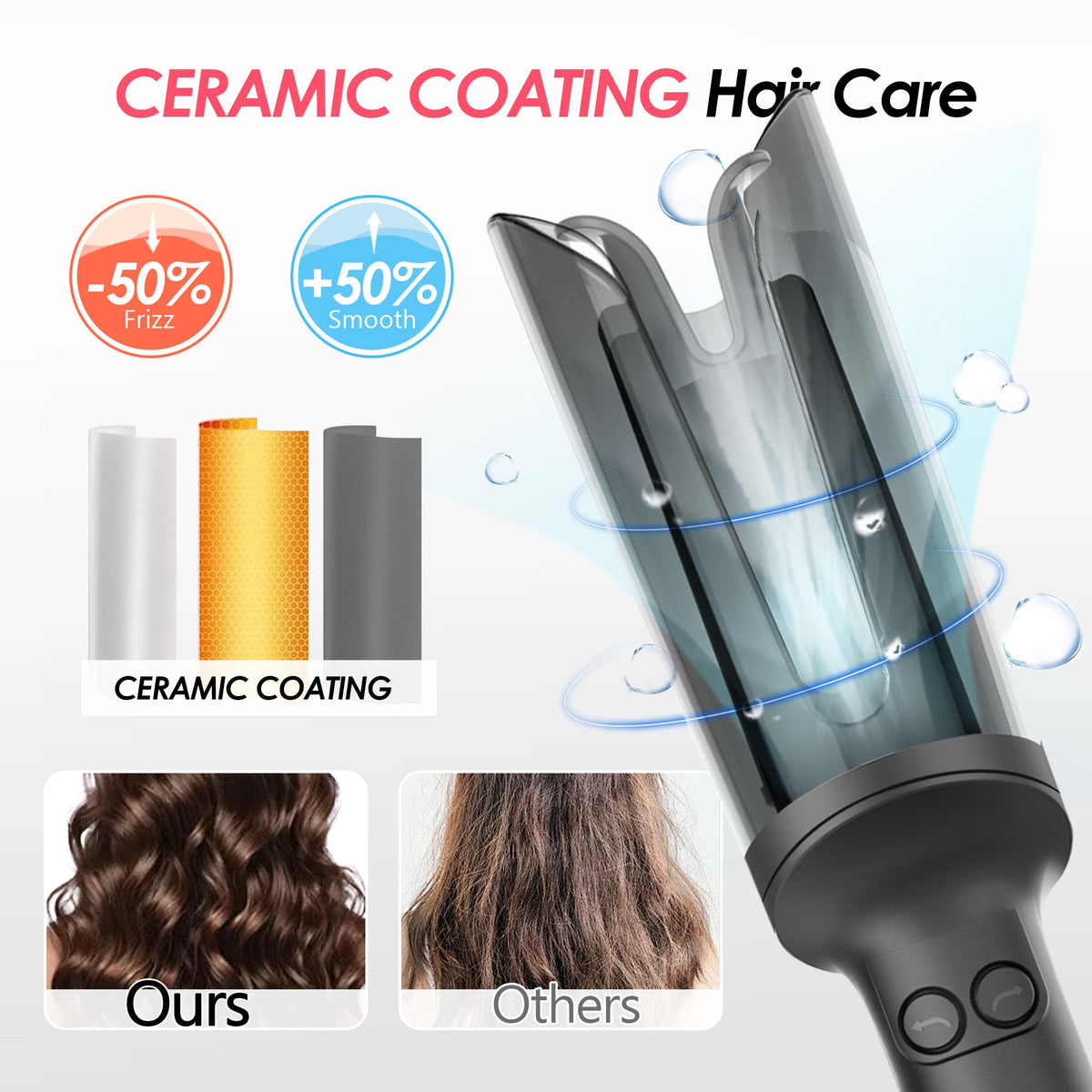 LA MAESII curling in use on long hair producing smooth defined curls quickly