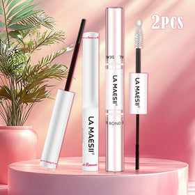 La Maesii 10ml and 5ml bottles in hand for scale, compact travel-ready lash kit