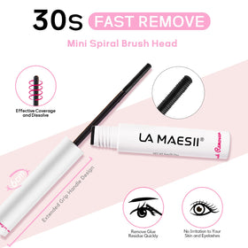La Maesii spiral brush remover tip detailed view, fast dissolving of lash glue at root