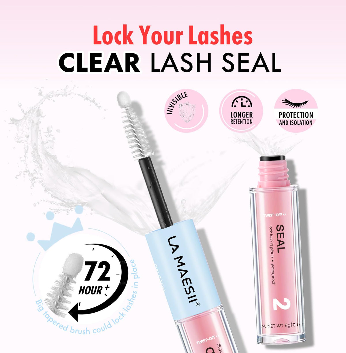La Maesii white bond being applied to lash cluster, visible placement for accurate adhesion