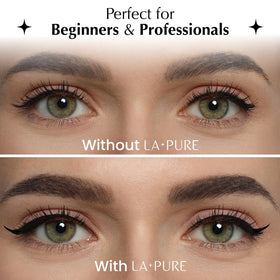 LA PURE before and after cat-eye comparison showing instant symmetry