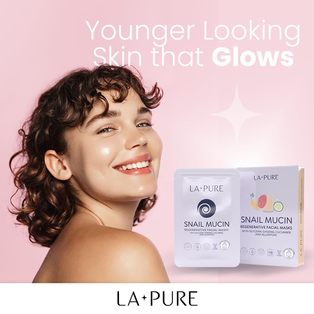 Open LA PURE box revealing ten individually sealed sheet masks