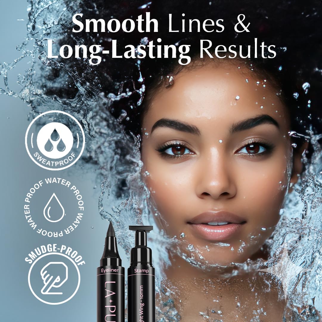 LA PURE stamp in use creating a clean wing for quick application