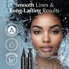 LA PURE stamp in use creating a clean wing for quick application