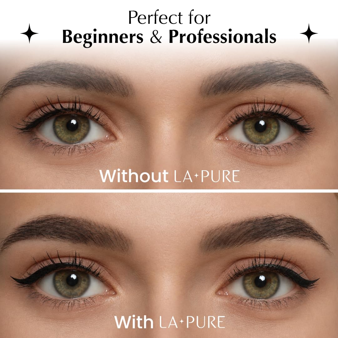 LA PURE black liner swatches on skin showing waterproof finish