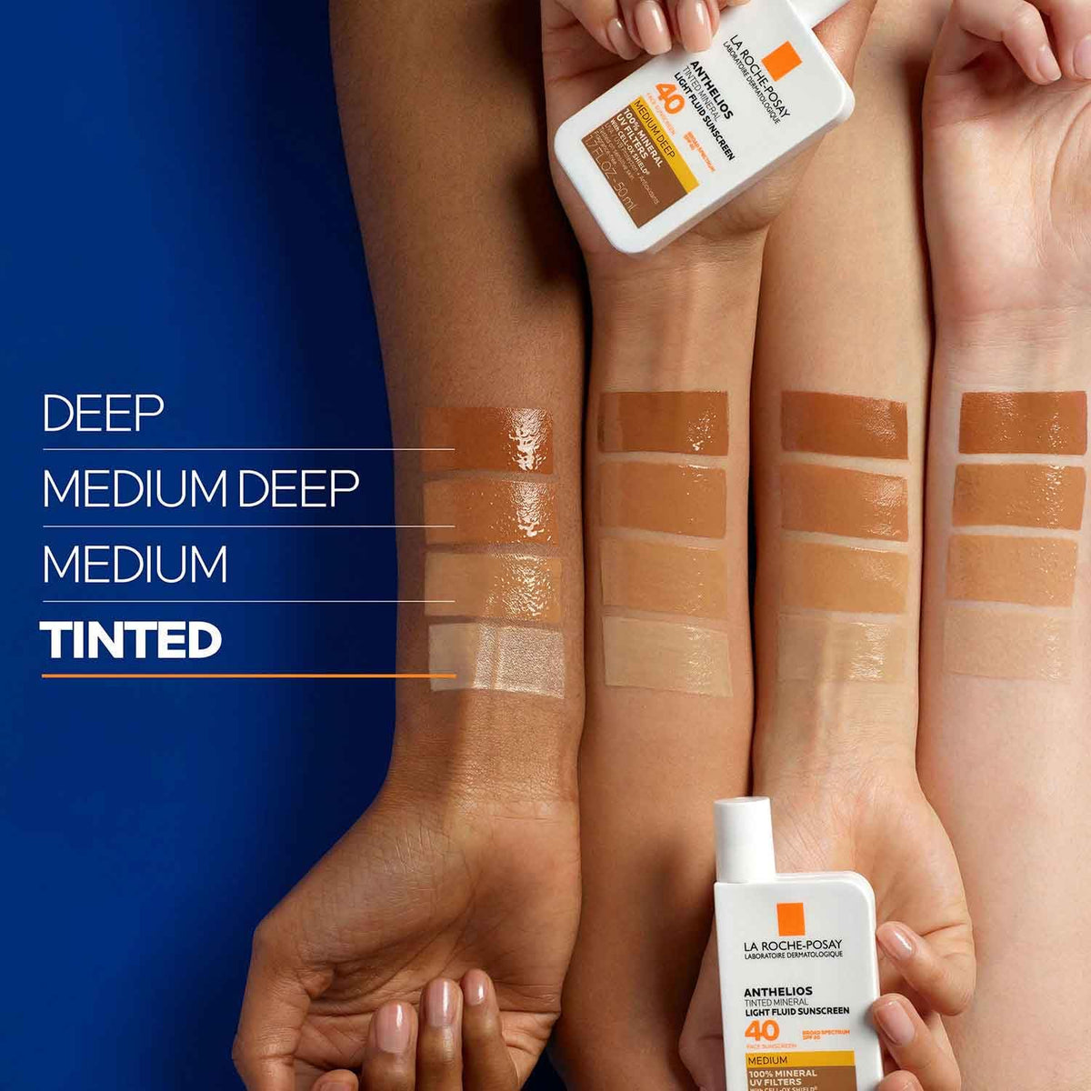 La Roche-Posay tinted swatch on skin showing blendable tint and no white cast