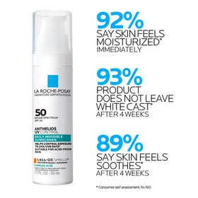 La Roche-Posay applying sunscreen on cheek for non-greasy coverage