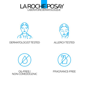 La Roche-Posay bottle beside running shoes and sunglasses suggesting active use