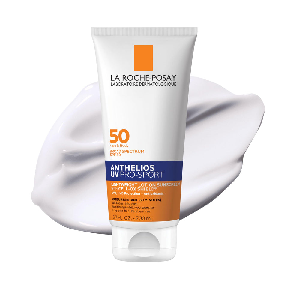 La Roche-Posay front packaging showing SPF 50 protection and sport design benefit