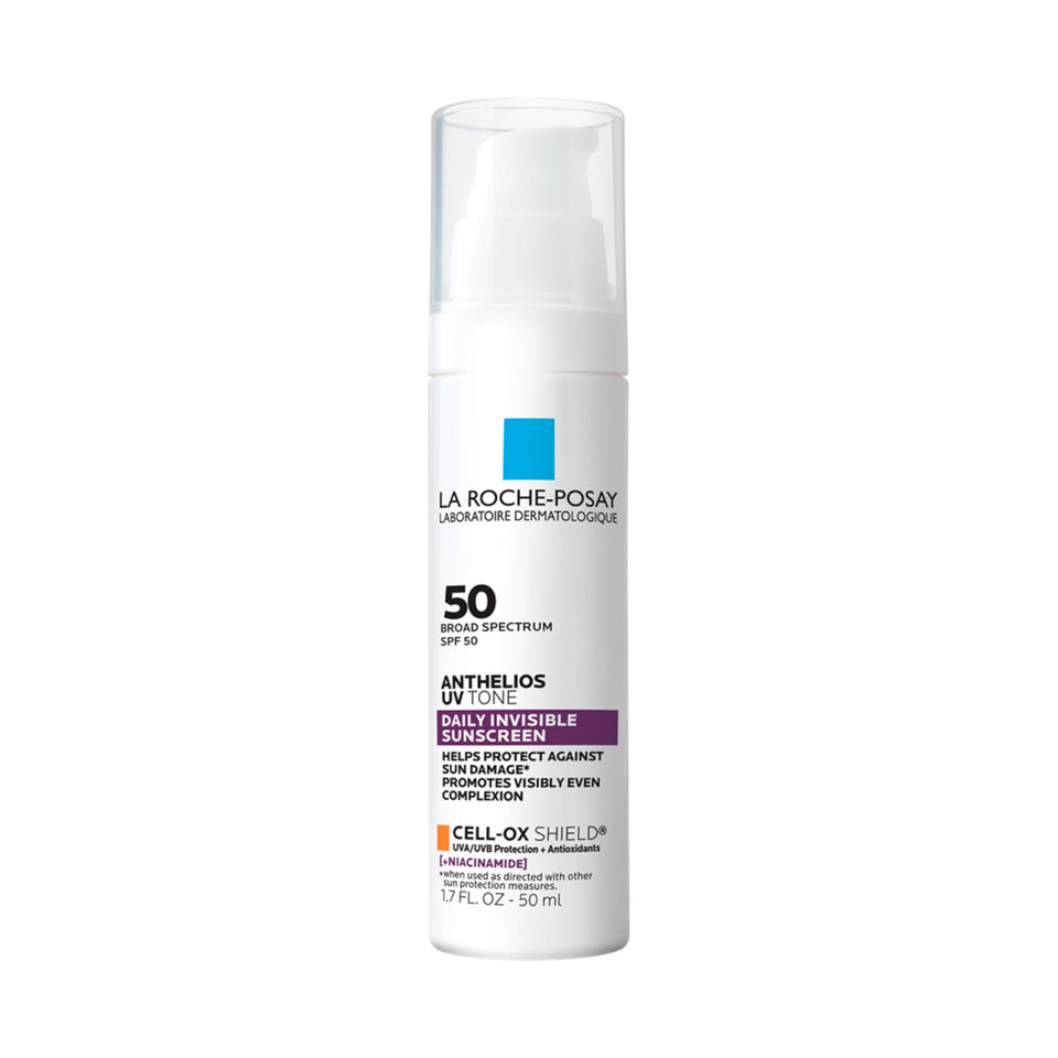 La Roche-Posay front packaging showing SPF50 for clear daily protection