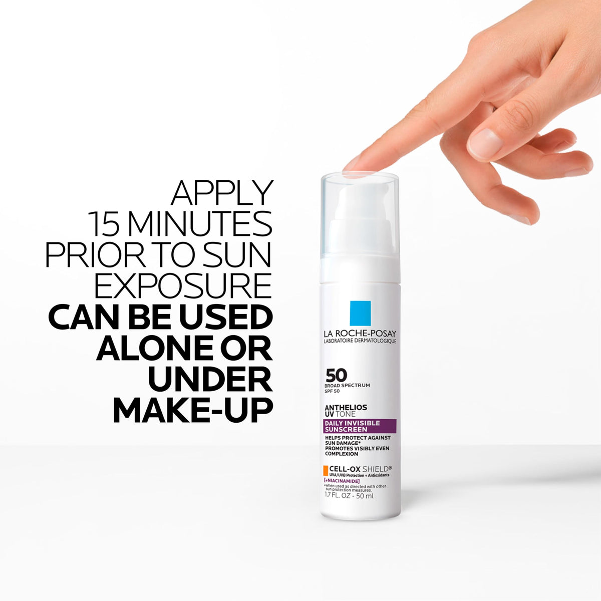La Roche-Posay sunscreen on bathroom counter suggesting morning use