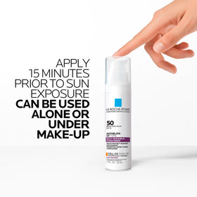 La Roche-Posay sunscreen on bathroom counter suggesting morning use