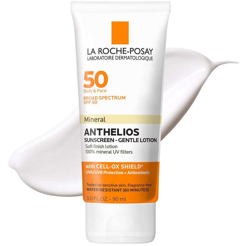 La Roche-Posay front packaging showing SPF 50 and mineral lotion benefit