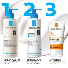 La Roche-Posay 3 oz and 4 oz tubes side-by-side showing travel and home sizes